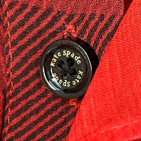 Kate Spade Womens 4 Ruffle Woodland Red Black Plaid Chiffon Blouse 100% Silk Top - Picture 8 of 12